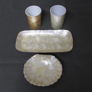 Philippine Capiz Shell and Resin Bathroom Accessory Set